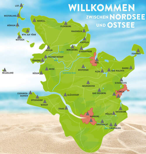 Karte DJH zwischen Nordsee und Ostsee